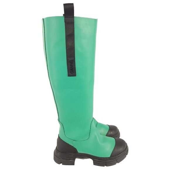 Ganni Rubber Country Boots Size 38 US 8 Kelly Green - Picture 5 of 12
